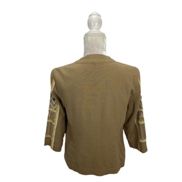 Chico's Linen Blend Open Front Blazer Southwestern - Picture 7 of 11